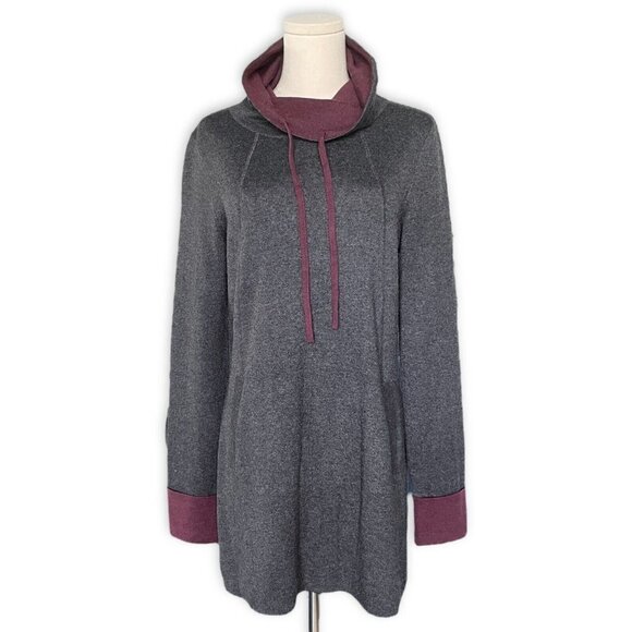 Cynthia Rowley Active Sweater Tunic Women Sz M Gray Mock Neck Athleisure Dress - Picture 1 of 11